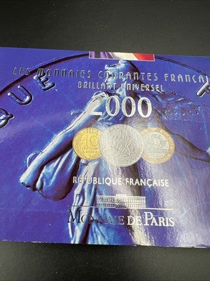 2000 France Monnaie de Paris 10 Piece Coin Mint Uncirculated Set in Folder