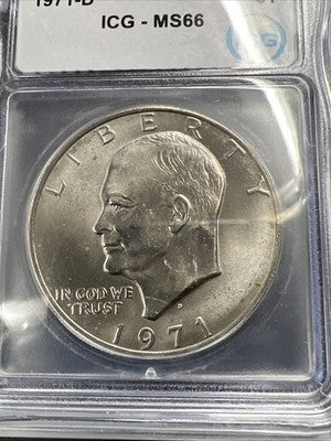 1971 D $1 Ike Eisenhower Clad Copper Nickel Dollar Coin ICG MS66 #66