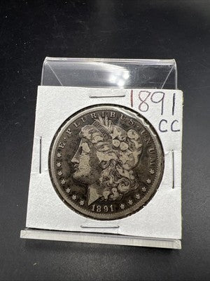1891 CC $1 Morgan Silver Eagle Dollar Coin Carson City VG / Fine Details Rim Nic
