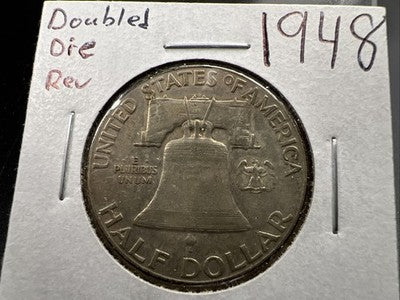 1948 P Franklin Half Dollar Silver Coin Double Die Reverse Variety CH VF Circ