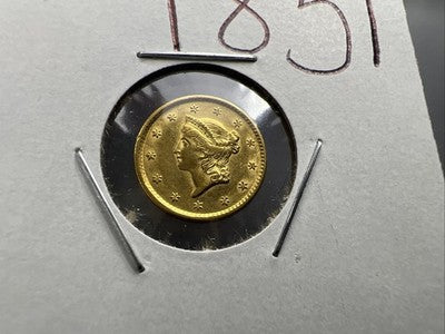 1851 Liberty Head Type I Gold Dollar $1 Choice AU About UNC
