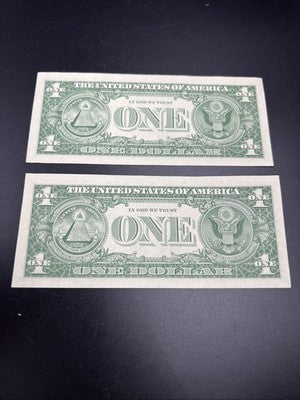 2 Consecutive 1957 B $1 One Dollar Silver Certificates CH AU / UNC #43