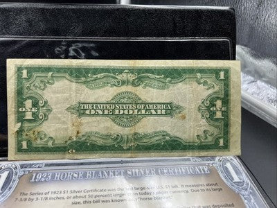 1923 $1 One Dollar Silver Certificate Horse Blanket Speelman White Fine Details