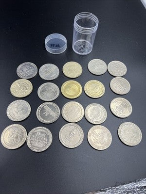 Lot of 20 $1 Casino Dollar Gaming Tokens Metal Circulated Conditions SKU#7536