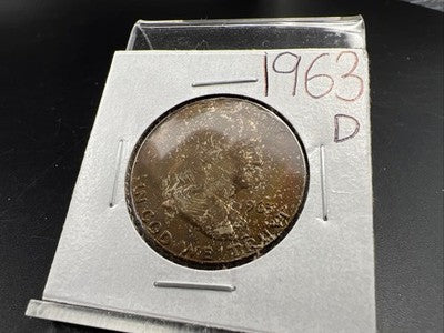 1963 D Franklin Half Dollar Silver Coin Choice BU UNC Neat Toning Obverse