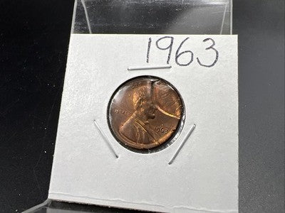 1963 1c Lincoln Memorial Cent Double Struck Error Coin BU UNC RB / Brown