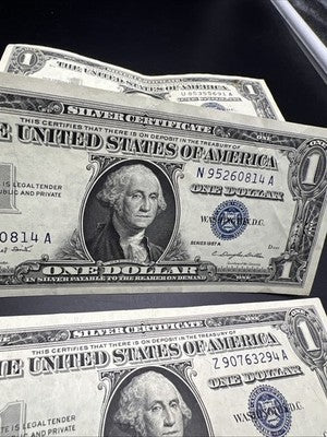 Lot of 3 1957 $1 One Dollar Blue Seal Silver Certificates VF Very Fine #329