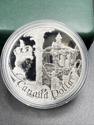 2002 Canada Sterling Proof Silver Dollar Coin Queen Elizabeth II 50 Anniversary