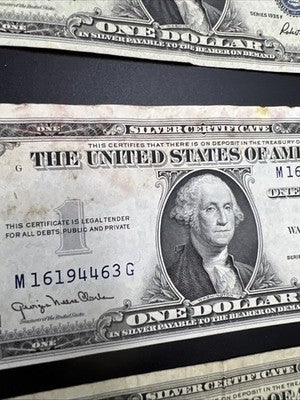 Lot of 10 1957 / 1935 $1 One Dollar Silver Certificate Blue Seal Notes VG + #892