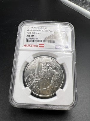 2019 Austria King Leopold V 1 oz Silver 825th Anniversary NGC MS70