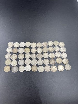 50 Coin Barber 90% Silver Dime Roll AG / G Circ Conditions SK#a