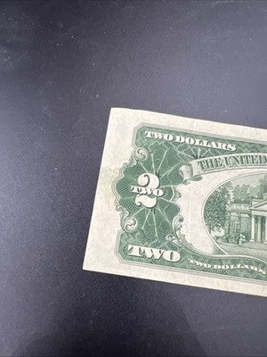 1953 * Star B $2 USN Red Seal United States Note CH VF Details Corner Tear #888