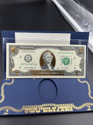 Golden Enhanced 2013 2 Two Dollar Federal Reserve Note Uncirculated #74