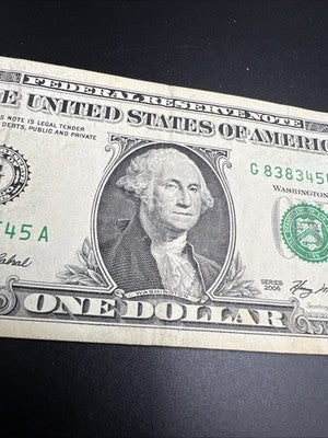 2006 $1 FRN Federal Reserve Note Neat Serial #83834545 Fine Circ