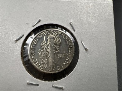 1927 P 10c Mercury Silver Dime Coin Clipped Planchet Error XF EF Extra Fine