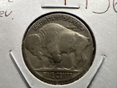1936 5c Buffalo Nickel Coin Fine Circulated Double Die Reverse Variety