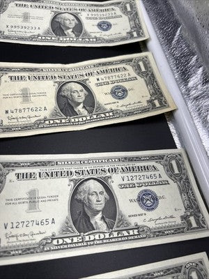 Lot of 7 CH VF 1957 $1 One Dollar US Silver Certificates Blue Seal Notes #251