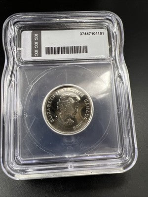 2009 25c Men's Hockey Canada Twenty Five Cents Quarter Coin ICG BU Certified