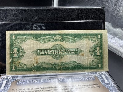 1923 $1 One Dollar Silver Certificate Horse Blanket Speelman White Fine Details