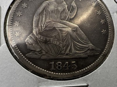 1845 O 50c Seated Liberty Half Dollar Coin CH VF Details Scratch