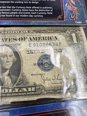 Lot of 2 1935 Silver Certificate One Dollar Bills in Vinyl Display VG #31
