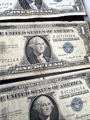 Lot of 18 1957 $1 One Dollar Blue Seal Silver Certificates G / VG #642