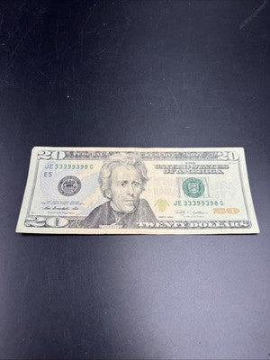 2009 $20 FRN Federal Reserve Note Circulated Neat Serial # 33399398