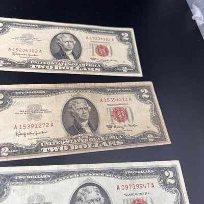 Lot of 4 1963 $2 Two Dollar USN United States Notes Red Seal Very Circ #50