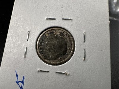Monogram Love Token on 1908 10c Barber Dime Very Circ Damage Obverse