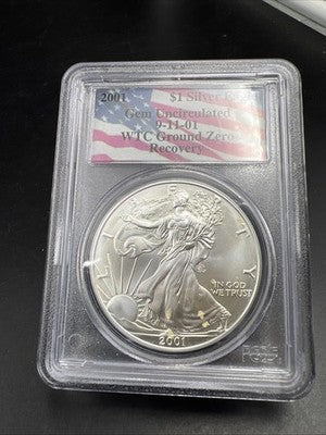 World Trade Center Recovery 2001 1 OZ ASE Ground Zero Silver Eagle PCGS Gem SK#A