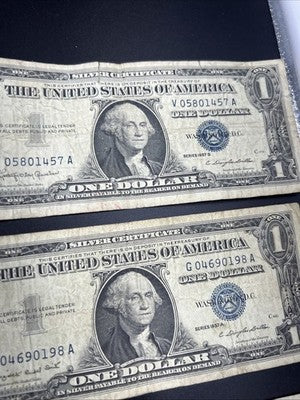 Lot of 10 VERY CIRC 1957 1935 $1 Dollar Silver Certificate Blue Seal Notes #49