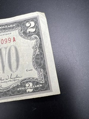 1928 G $2 USN United States Note Red Seal Fine Circulated #099