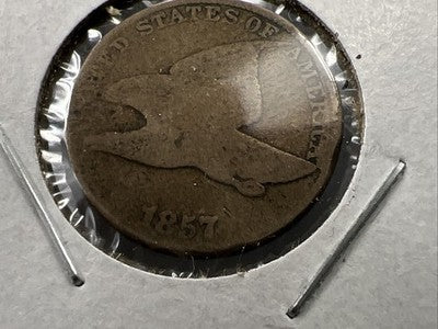1857 1c Flying Eagle 1c FS-402 Clashed with Seated Half Variety AG About Good #a