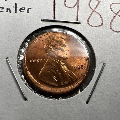 1988 1c Lincoln Memorial Cent Penny Broadstrike 5% Off Center BU UNC SKU#AM