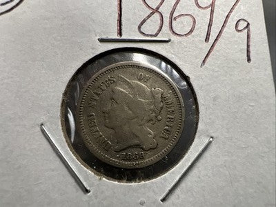 1869 69/9 3c Nickel Coin FS-302 RPD Variety Coin Choice Fine Circulated
