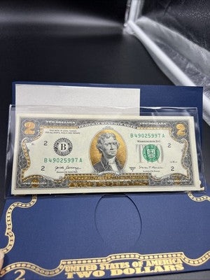 Golden Enhanced 2017 A 2 Two Dollar Federal Reserve Note Uncirculated
