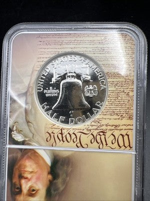 1957 Franklin Silver Half Dollar Coin PF67 NGC Independence Holder Gem Proof