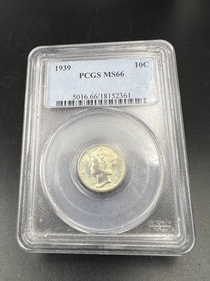 1939 10C Mercury Silver Dime Coin Gem BU UNC MS66 PCGS Nice