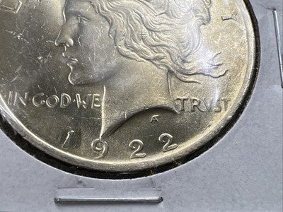 1922 $1 Peace Silver Dollar Coin Vam 2F Variety Hairpin BU UNC Top 50 VAM