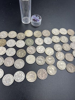 50 Coin Barber 90% Silver Dime Roll VG Very Good Circ Conditions SK#a