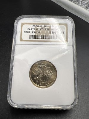 2000 P 25c South Carolina State Quarter Coin Partial Collar Error BU UNC