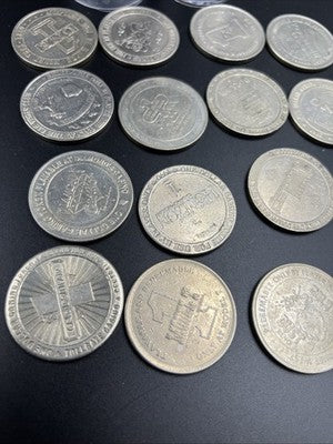 Lot of 20 $1 Casino Dollar Gaming Tokens Metal Circulated Conditions SKU#7520