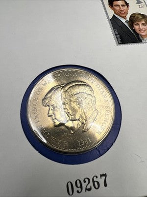 1981 Royal Wedding Commemorative Crown Prince Of Wales Lady Diana w/ FDOI Stamp