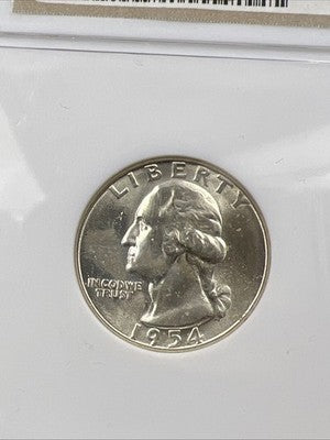 1954 S 25c Washington Silver Quarter Coin Gem BU Certified MS66 NGC #040