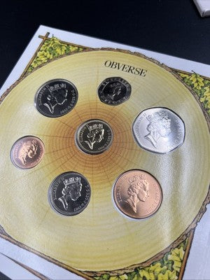 1987 United Kingdom Uncirculated Mint 7 coin Set Used Packaging