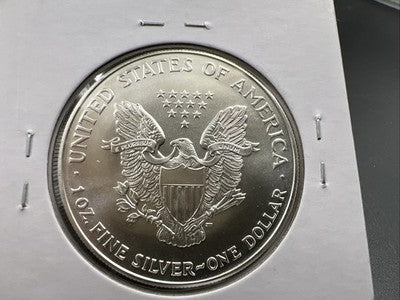 2001 1 Oz ASE American Silver Eagle Coin Gem BU UNC Struck Thru Error Obverse