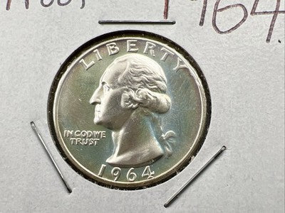 1964 25c Proof Washington Silver Quarter Coin Gem Proof Neat Toning - Blazer!