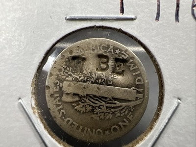 1916 P Mercury Silver Dime Coin WBE Counterstamped AG/G Details