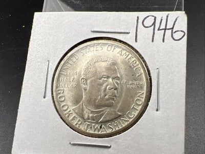 1946 P Booker T Washington Silver Half Dollar Coin BU UNC SK#a
