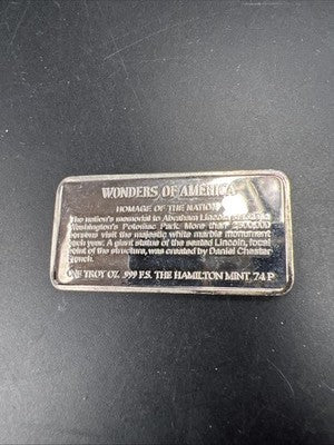 Lincoln Memorial Wonders Of America 1 Oz Silver Bar UNC